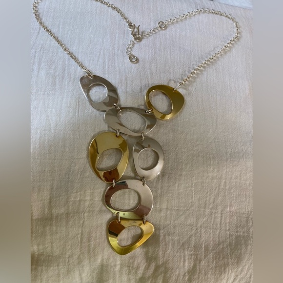 RLM Bronze Robert Lee Morris 2 Tone Abstract Link Statement Necklace - Picture 6 of 13